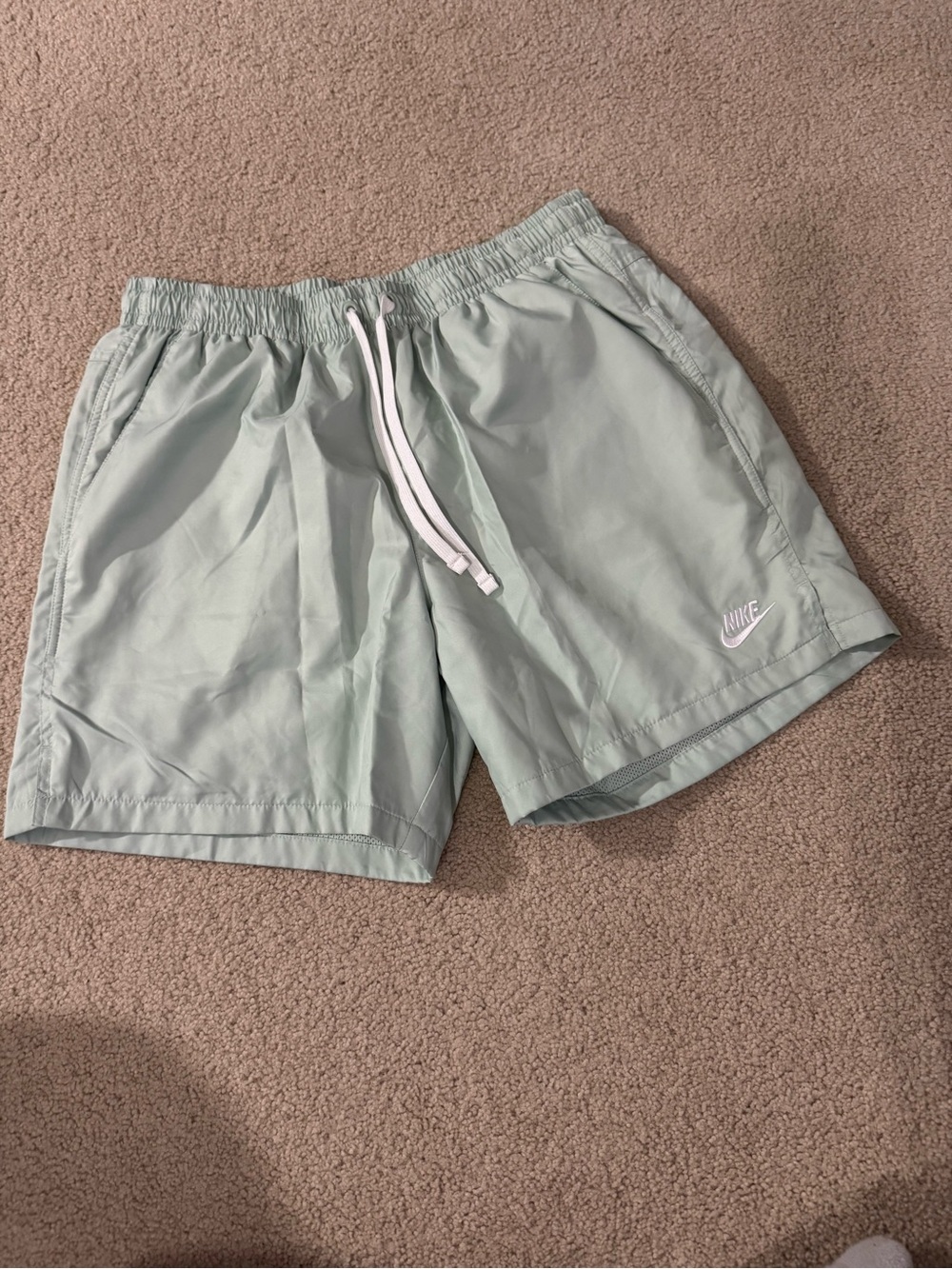 Nike Men’s Athletic Shorts in Sage Green with White Drawcord